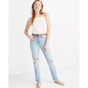 Madewell Classic Straight Jean - Distressed Light Wash 28” Inseam